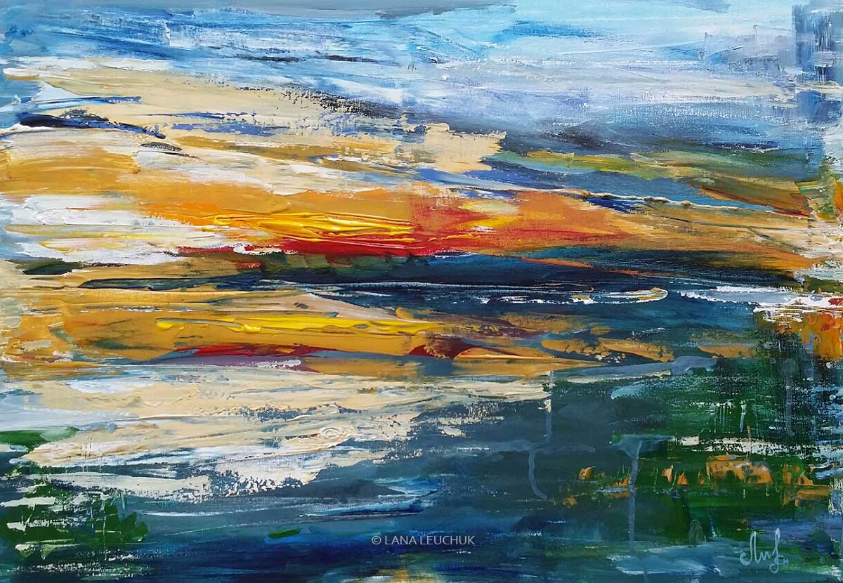 Summer-sunset-art-by-Lana-Leuchuk-acrylic-painting