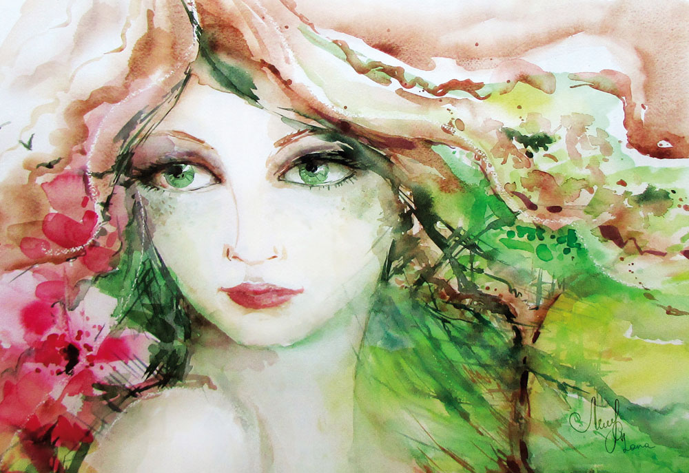 watercolor-painting-Lady-Nature-Lana-Leuchuk
