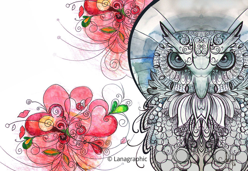 Lovely-Owl-mixed-media-Svetlana-Leuchuk-art