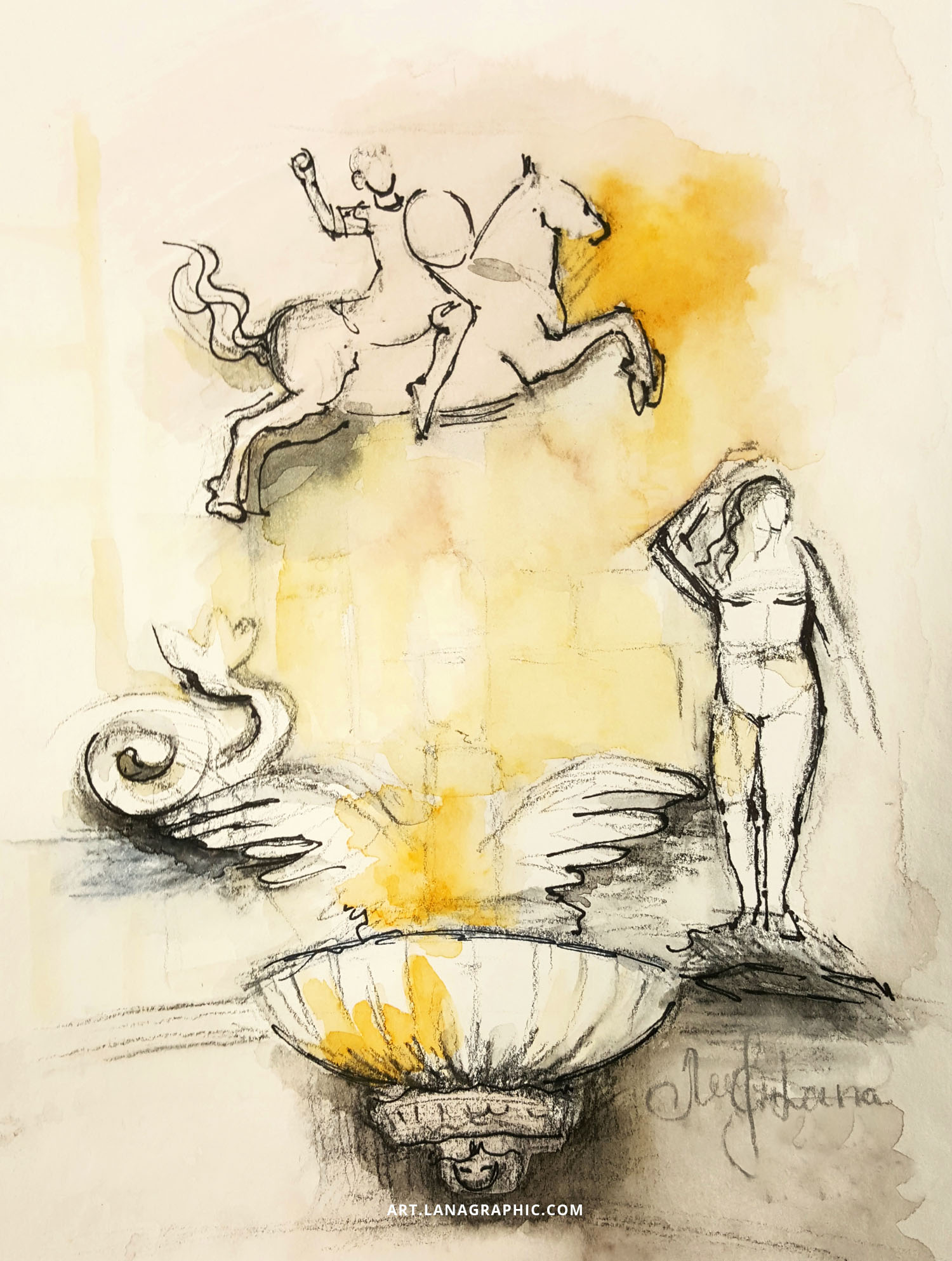 illustration by Lana Leuchuk-Autumn in Palermo